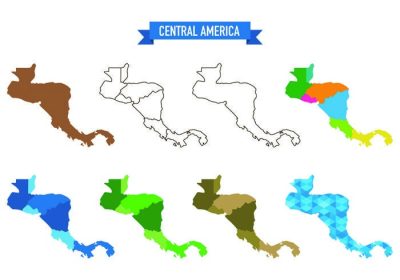 دانلود مجموعه طرح وکتور نقشه آمریکای مرکزی به سبک های مختلف