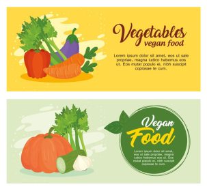 دانلود وکتور مجموعه بنر سبزیجات مفهومی از غذای سالم و گیاهی