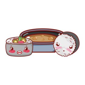 دانلود وکتور سوپ کاوائی رامن و غذای رول برنج کارتون ژاپنی تصویر وکتور سوشی و رول