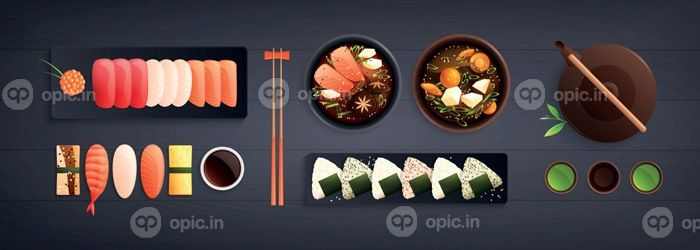 دانلود وکتور غذای ژاپنی ترکیب