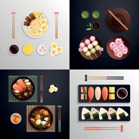 دانلود وکتور مفهوم طراحی غذای ژاپنی