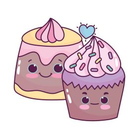 دانلود وکتور کیک غذای ناز و ژله شیرینی شیرینی شیرینی شیرینی کارتون تصویر وکتور طرح جدا شده