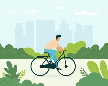 دانلود وکتور تصویر وکتور تخت سوار بر دوچرخه سواری جوان