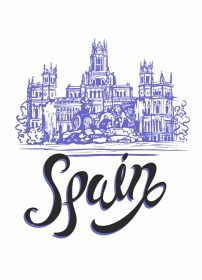دانلود وکتور سفر سفر به اسپانیا شهر مادرید طرح سایبل قصر و فواره در میدان سیبلس در مادرید اسپانیا مفهوم طراحی برای تصویر برداری صنعت گردشگری
