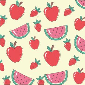 دانلود وکتور هندوانه و توت فرنگی تازه بازار غذای سالم ارگانیک