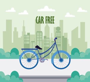 دانلود وکتور ماشین دوچرخه رایگان در شهر