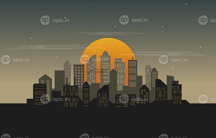 دانلود وکتور ساخت و ساز ساختمان شهر، تصویر تجاری افق شهری