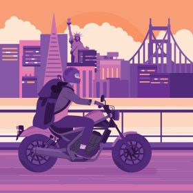 دانلود وکتور زنان تور با مفهوم موتور سیکلت