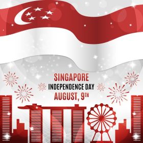 دانلود وکتور روز استقلال سنگاپور با ترکیب سیلوئت های شاخص