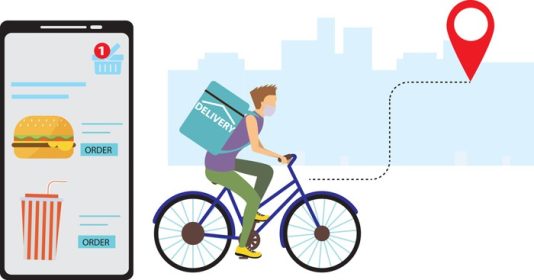 دانلود وکتور پیک دوچرخه خدمات تحویل سریع پیک در