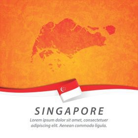 دانلود وکتور پرچم سنگاپور با نقشه