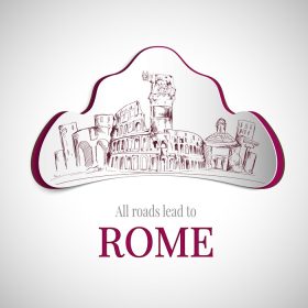 دانلود وکتور نشان شهر رم با تصویر وکتور کولوسئوم و ساختمان های قدیمی شهر