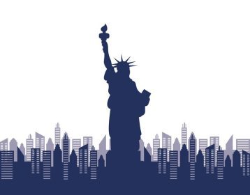 دانلود وکتور مجسمه آزادی بنای یادبود صحنه شهر نیویورک