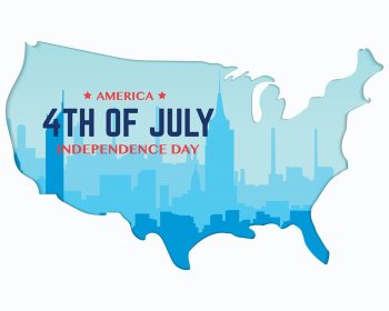 دانلود وکتور روز استقلال آمریکا با نقشه منظره شهر