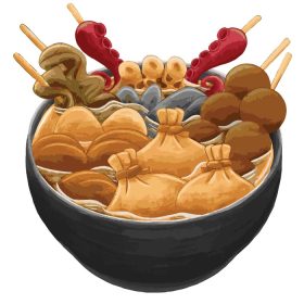 دانلود وکتور غذای ژاپنی اودن به سبک طراحی تخت