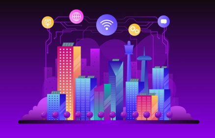 دانلود وکتور شهر هوشمند متصل با اینترنت اشیا