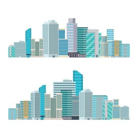دانلود وکتور آسمان خراش ساختمان های شهر وکتور تصویر طرح جدا شده در پس زمینه سفید