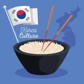 دانلود وکتور غذای کره ای و پرچم