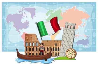 دانلود وکتور یک نقطه عطف ایتالیا و تصویر نقشه