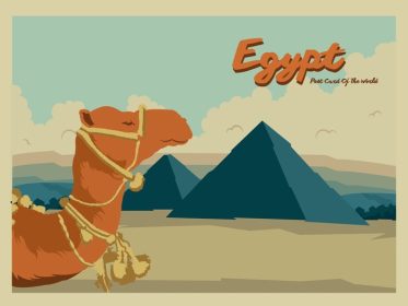 دانلود وکتور تصویر وکتور کارت پستال مصر با سبک طراحی مسطح آماده استفاده