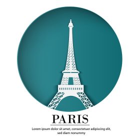 دانلود وکتور پاریس شهر فرانسه در هنر دیجیتال کاردستی کاغذی صحنه شب سفر و مقصد نقطه عطف مفهوم بنر کاردستی کاغذی