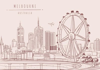 دانلود وکتور خط افق ملبورن استرالیا با طراحی دستی