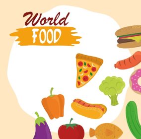 دانلود وکتور روز جهانی غذای سبک زندگی سالم مواد غذایی محصولات محصولات پس زمینه طبیعت وکتور تصویر