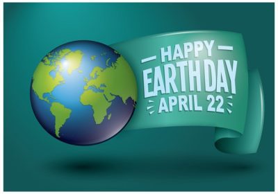 دانلود وکتور تصویر تبریک روز زمین با کره درخشان زمین