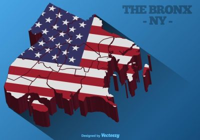 دانلود وکتور نقشه برانکس نیویورک دی با پرچم آمریکا و وکتور سایه طولانی الگو نقشه برانکس دی