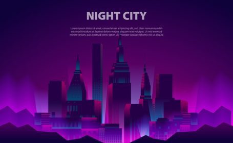 دانلود تصویر وکتور درخشش نئون رنگی طرح شهر شب