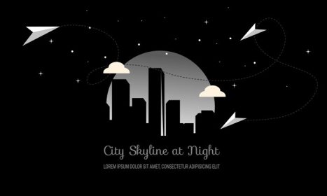 دانلود وکتور پس زمینه شبح شهر شب با ماه کامل برای تجارت