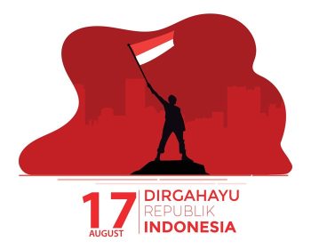 دانلود وکتور روز استقلال اندونزی شهر جوان منظره طرح مسطح
