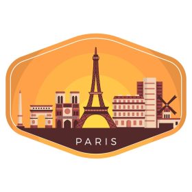 دانلود وکتور شامل منظره زیبای مسطح شهر پاریس بر روی نشان وکتور تصویر با عناصر زیاد این تصویر برای المان وب پوستر و اینفوگرافی مناسب است