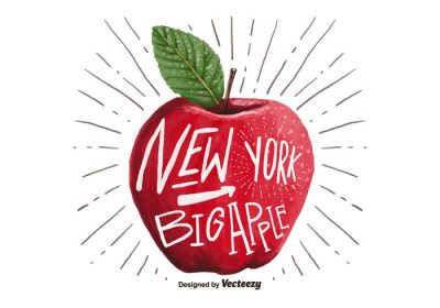 دانلود وکتور تصویر آبرنگ شهر نیویورک سیب بزرگ یک نام مستعار برای شهر نیویورک است