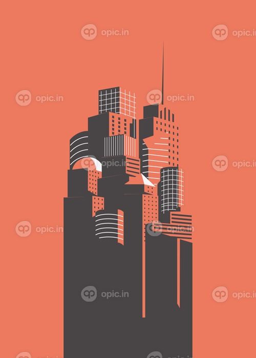 دانلود وکتور تصویر آسمان خراش در وسط شهر