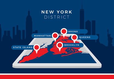 دانلود وکتور موجود در این بسته تصویری از نقشه منطقه نیویورک است