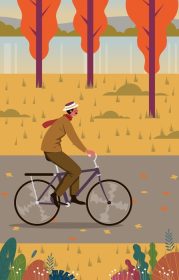 دانلود وکتور مرد جوان شاد دوچرخه سواری می کند