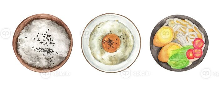 دانلود مجموعه وکتور بشقاب های مختلف تصویری آبرنگ غذا