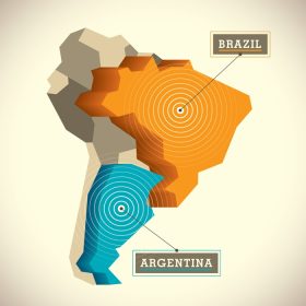 دانلود وکتور به سبک مدرن تصویر برداری نقشه آمریکای جنوبی