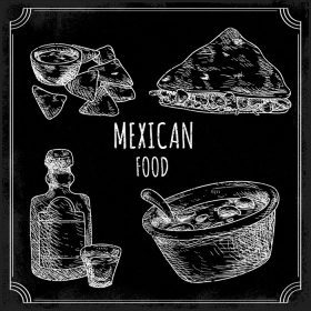 دانلود تصویر برداری از منوی غذای مکزیکی عالی برای پس زمینه یا والپیپر
