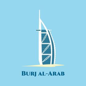دانلود وکتور دبی برج العرب در شهر دبی امارات متحده عربی جاذبه های گردشگری بناهای تاریخی معماری مدرن طراحی مسطح سبک طراحی وکتور آیکون ها