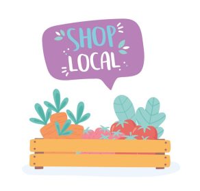 دانلود وکتور پشتیبانی فروشگاه کسب و کار محلی بازار کوچک میوه های ارگانیک سبزیجات وکتور غذا