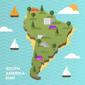 دانلود وکتور شامل نقشه زیبای مسطح مدرن آمریکای جنوبی با جزئیات تصویر برداری پس زمینه این تصویر برای المان وب پوستر و اینفوگرافیک مناسب است