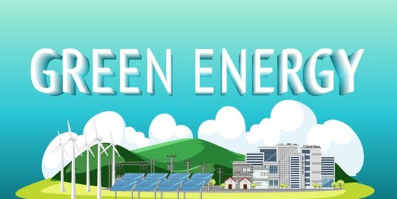 دانلود وکتور انرژی سبز تولید شده توسط توربین بادی و پنل خورشیدی