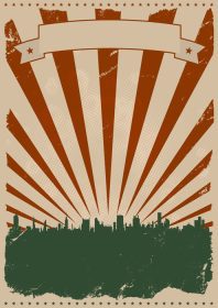 دانلود تصویر برداری از پوستر گرانج آمریکایی با شبح آسمان خراش ها