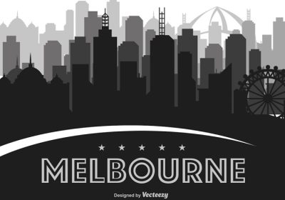 دانلود وکتور یک شبح افق ملبورن استرالیا برای کارت پستال و پروژه طراحی پوستر