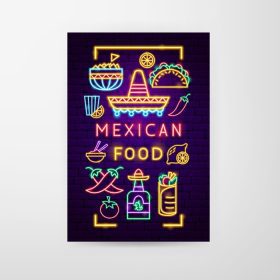 دانلود وکتور بروشور نئونی غذای مکزیکی