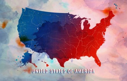 دانلود وکتور نقشه ایالات متحده آمریکا در پس زمینه آبرنگ