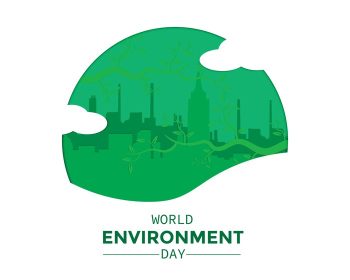 دانلود وکتور روز جهانی محیط زیست با منظره شهری