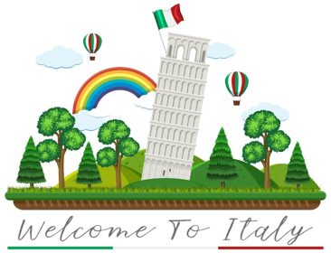 دانلود وکتور نقطه عطف ایتالیا در تصویر زمینه سفید